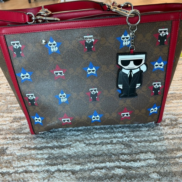 Karl Lagerfeld Handbags - Karl Lagerfeld Brown and Red Shoulder Bag